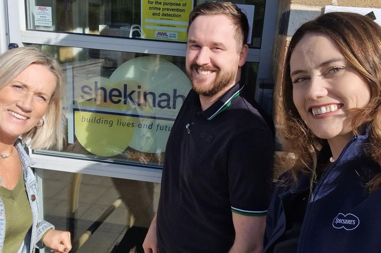Vision Clinic volunteers. Photo (left to right): Sarah Whelton (Shekinah Centre), Stephen Lewis and Jade Krotke (both Specsavers Home Visits service).